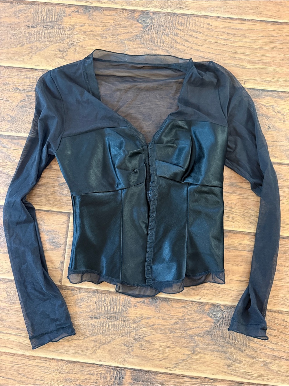 Papillon Blanc Black Draped Blouse